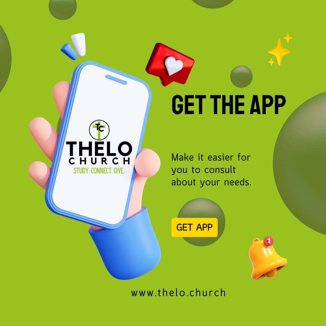 Image of a person with a phone in their hand, with the thelo logo saying "get the app."